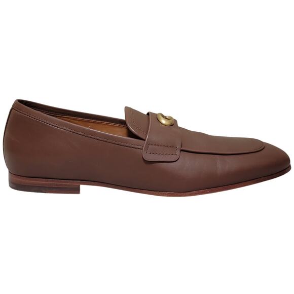 Coach Men Sculpt C Leather Slip On Penny Loafers Size US 10D Saddle Brown - Picture 2 of 6